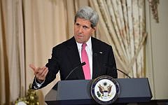 John Kerry speaking on June 19. (photo credit: US State Department)