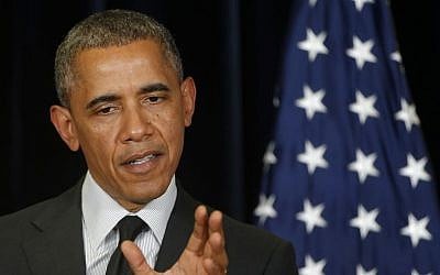 US President Barack Obama during a news conference at the G7 summit in Brussels, Belgium, on Thursday, June 5, 2014. (photo credit: AP Photo/Charles Dharapak)