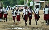 Illustrative photo of Sudanese school children in Juba, South Sudan. (Moshe Shai/Flash90)