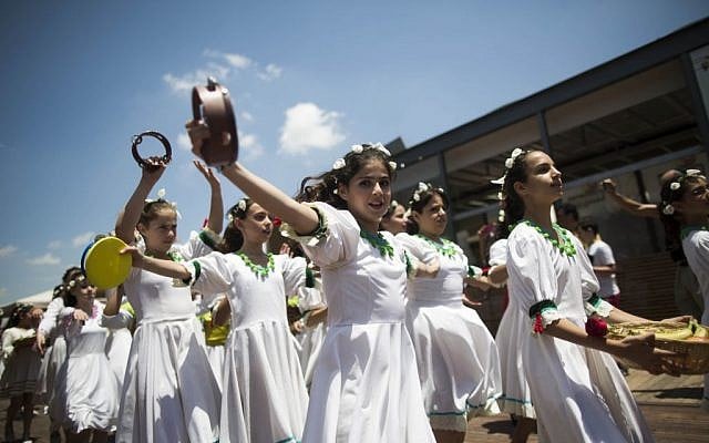 Celebrating the harvest on Shavuot at Jerusalem's First Station (photo credit: Yonatan Sindel/Flash 90)