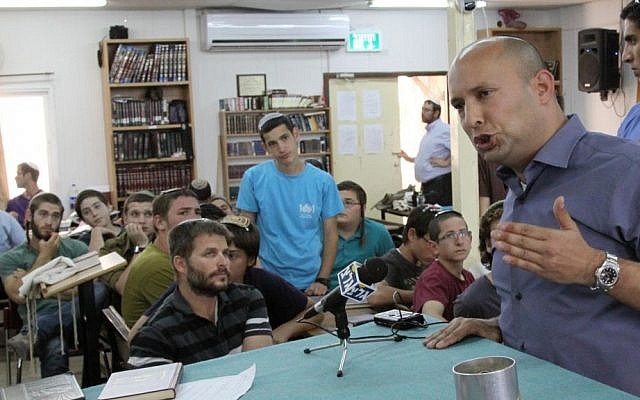 Naftali Bennett speaks to students at the Mekor Chaim yeshiva in Kibbutz Kfar Etzion, which two of the kidnapped teens attend, on June 16, 2014. (photo credit: Gershon Elinson/Flash90) Naftali Bennett speaks to students at the Mekor Chaim yeshiva in Kibbutz Kfar Etzion, which two of the kidnapped teens attend, on June 16, 2014. (photo credit: Gershon Elinson/Flash90)