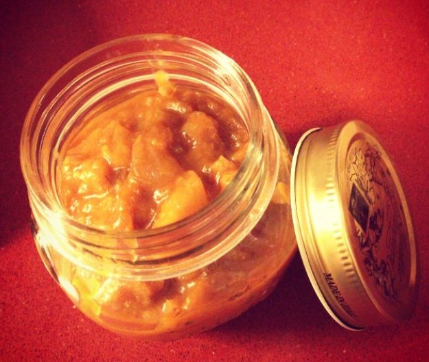 Another inspired idea: Peach barbecue sauce, this one with a dash of bourbon (or whiskey, if you're so inclined), and it stays in the fridge for up to ten days (photo credit: Jessica Steinberg/Times of Israel)