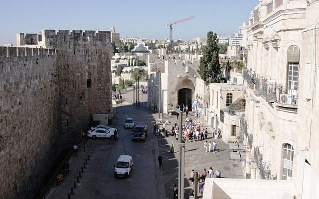 Jaffa Gate viewed from the Petra hostel (photo credit: Shmuel Bar-Am)