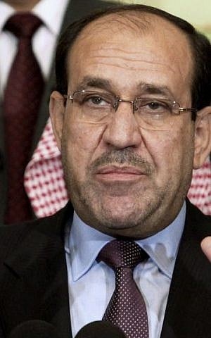 Iraqi Prime Minister Nouri al-Maliki speaks to the press in Baghdad, Iraq, March 2010. (AP Photo/Hadi Mizban)