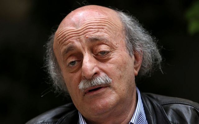 Walid Jumblatt, the political leader of Lebanon's minority Druse sect, speaks during an interview with The Associated Press, as he sits in his garden house, in Beirut, Lebanon, on May 28, 2014. (photo credit: AP Photo/Hussein Malla) Walid Jumblatt, the political leader of Lebanon's minority Druse sect, speaks during an interview with The Associated Press, as he sits in his garden house, in Beirut, Lebanon, on May 28, 2014. (photo credit: AP Photo/Hussein Malla)