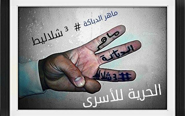 An image of the three-finger salute on Facebook Wednesday (photo credit: Facebook image)