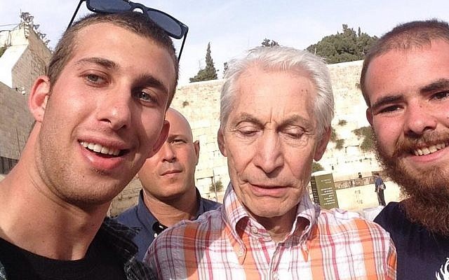 Charlie Watts with Avishai Nemirovsky (left) and Ziv Shorkend at the Western Wall (photo credit: Avishai Nemirovsky) Charlie Watts with Avishai Nemirovsky (left) and Ziv Shorkend at the Western Wall (photo credit: Avishai Nemirovsky)