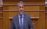Screenshot from a YouTube video showing ultranationalist Greek parliamentarian Makis Voridis.