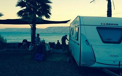 Retro camping on the Kinneret, where the living is easy (photo credit: Jessica Steinberg/Times of Israel)