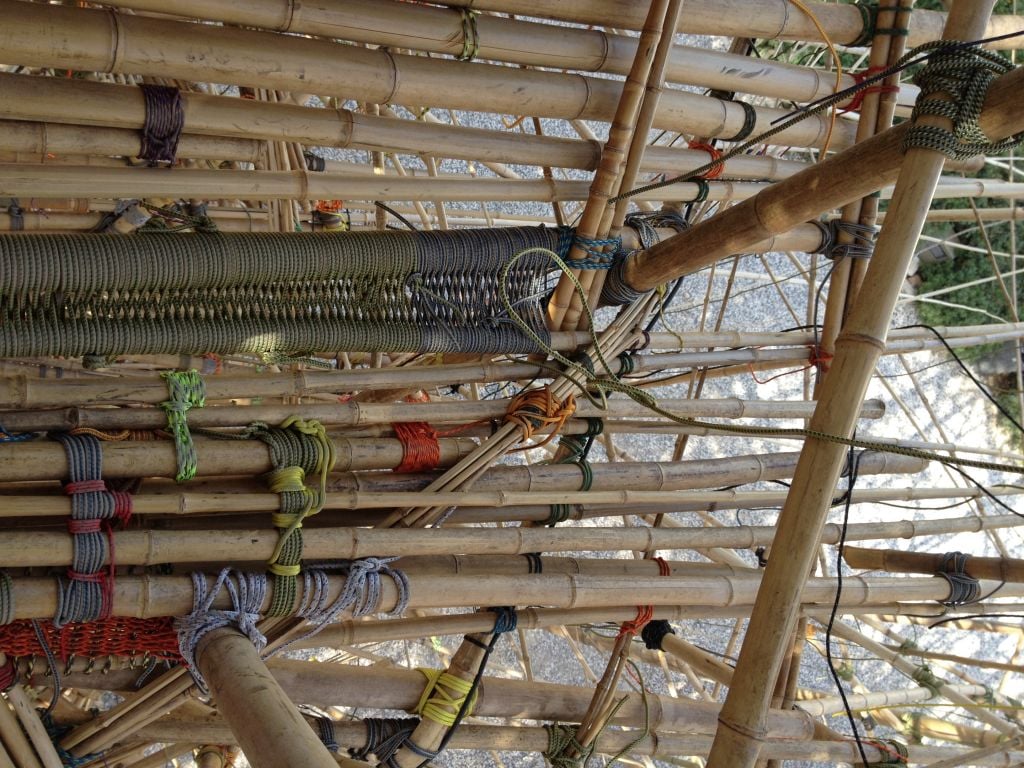 The intricate ties, knots and webbing of Big Bambú (photo credit: Jessica Steinberg/Times of Israel)