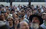Thousands of people gathered for a mass prayer for the release of three Jewish teenagers at the Western Wall in Jerusalem's Old City on June 15, 2014 (photo credit: Yonatan Sindel/Flash90)