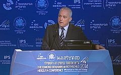 Yuval Steinitz speaking in Herzliya Monday, June 9, 2014. (Screen capture: Herzliya Conference)