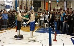Boxing robots in action at the Israel RoboCup championship (Courtesy)
