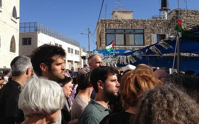 350 Jewish Israelis pay a condolence visit to the Abu Khdeir family home in Shuafat, Tuesday, July 8, 2014. (photo credit: Elhanan Miller/The Times of Israel)