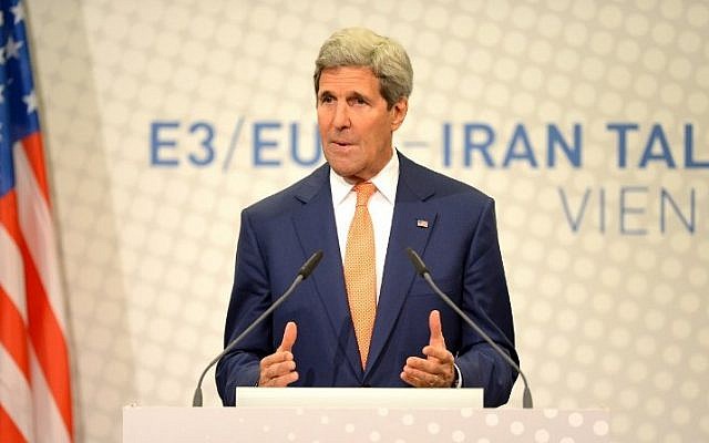 US Secretary of State John Kerry speaks during his final press conference after talks over Tehran's nuclear program in Vienna, on July 15, 2014. (photo credit: AFP/ JOE KLAMAR) US Secretary of State John Kerry speaks during his final press conference after talks over Tehran's nuclear program in Vienna, on July 15, 2014. (photo credit: AFP/ JOE KLAMAR)