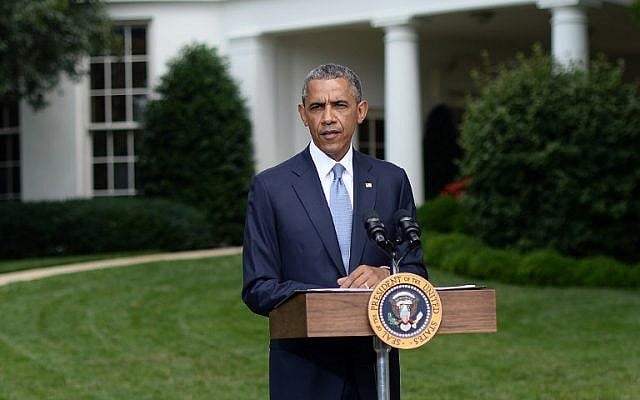 US President Barack Obama speaks to the press outside the Oval Office at the White House in Washington, DC, on July 21, 2014. (photo credit: AFP/Jewel Samad) US President Barack Obama speaks to the press outside the Oval Office at the White House in Washington, DC, on July 21, 2014. (photo credit: AFP/Jewel Samad)