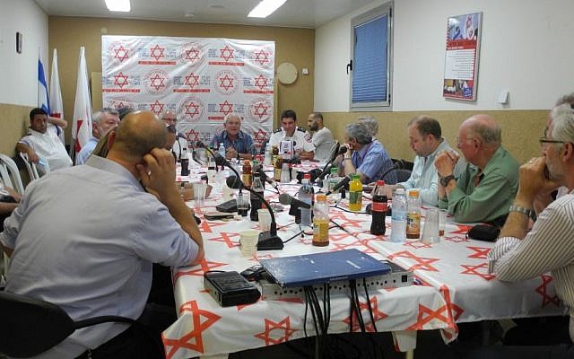 The Labor, Welfare and Health Committee held a solidarity meeting with Magen David Adom in Ashdod on Wednesday. (Melanie Lidman/Times of Israel)