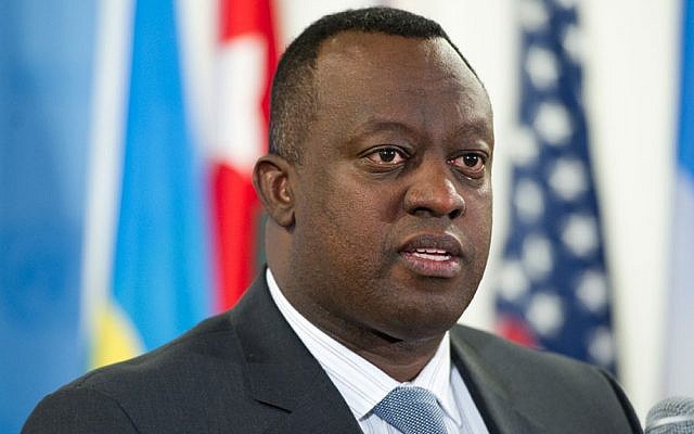 Security Council President Ambassador Eugène-Richard Gasana of Rwanda. (photo credit: UN Photo/Mark Garten)