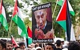 A pro-Gaza demonstration in front of the Israeli embassy Monday, July 21, 2014, Berlin, Germany. photo credit: (AP/dpa, Daniel Bockwoldt)