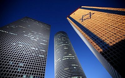 The Azrieli Towers, Tel Aviv, a center of commerce in Israel. (photo credit: Moshe Shai/Flash90)