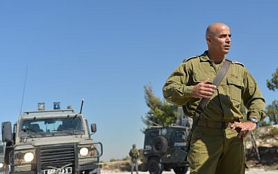 Then-Col. Ghassan Alian during a patrol in July 2013 in Jenin. Col. Alian, who heads the Golani Brigade, returned to the unit after being injured in battle two days earlier (Yossi Zeliger/FLASH90)
