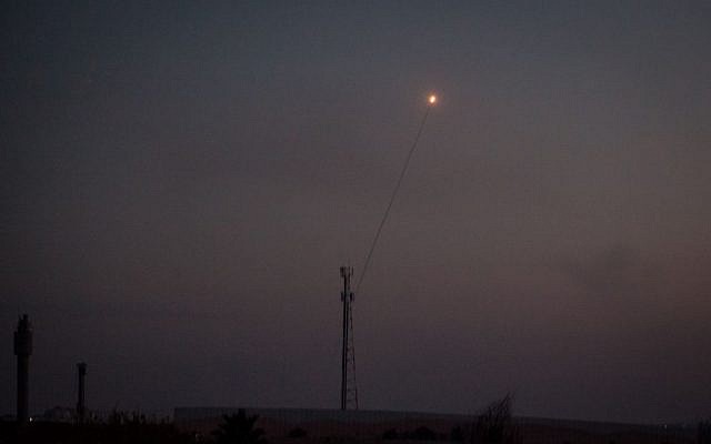 A rocket launched from the Gaza Strip into Israel seen in the sky from Southern Israel on the second day of Operation Protective Edge, July 9, 2014. (Avishag Shaar Yeshuv/Flash90) A rocket launched from the Gaza Strip into Israel seen in the sky from Southern Israel on the second day of Operation Protective Edge, July 9, 2014. (Avishag Shaar Yeshuv/Flash90)