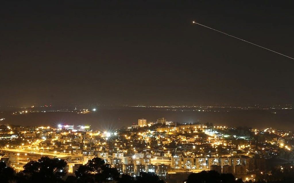 The Irone dome rocket seen flying over central Israel on July 09, 2014. Israel launched an offensive against the Gaza Strip with a series of airstrikes in response to increasing rocket attacks into Israel, by Palestinian militants. (photo credit: Nati Shohat/Flash90)
