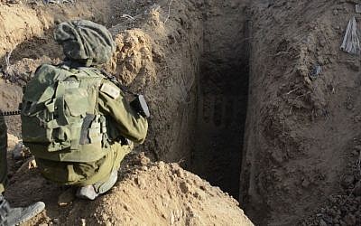 A Hamas tunnel discovered by soldiers from the Paratroopers Brigade in the northern Gaza Strip on July 18, 2014. (IDF Spokesperson/Flash90)