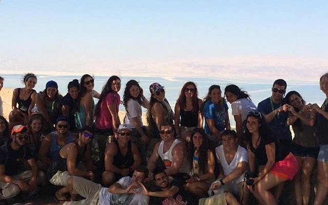 Lila Faria's Taglit-Birthright group, seen here at the Dead Sea. (courtesy Deborah Gaines)