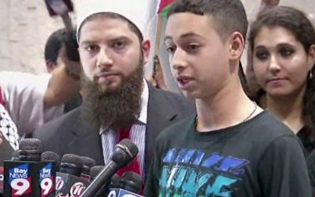 This image from an AP video shows Tariq Abu Khdeir, the Palestinian-American teen who relatives allege was beaten by Israeli authorities earlier this month addressing the media after arriving at at Tampa International Airport on Wednesday night, July 16, 2014, in Tampa, Fla. (AP Photo/AP Video) This image from an AP video shows Tariq Abu Khdeir, the Palestinian-American teen who relatives allege was beaten by Israeli authorities earlier this month addressing the media after arriving at at Tampa International Airport on Wednesday night, July 16, 2014, in Tampa, Fla. (AP Photo/AP Video)