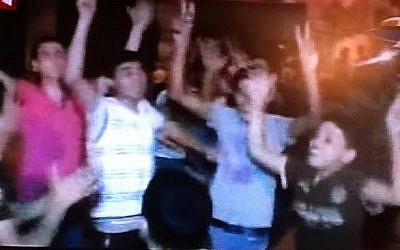 Jabaliya refugee camp celebrations, July 12 (Channel 2 screenshot)