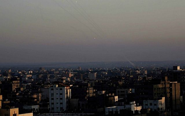 Palestinian rockets are launched from Gaza into Israel in 2014. (AP Photo/Adel Hana)
