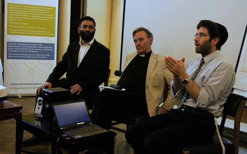 Rabbi Natan Levy (right) attends a program organized by the OneVoice movement in London in 2012, along with Muslim and Christian faith leaders. (photo credit: OneVoice Movement) Rabbi Natan Levy (right) attends a program organized by the OneVoice movement in London in 2012, along with Muslim and Christian faith leaders. (photo credit: OneVoice Movement)