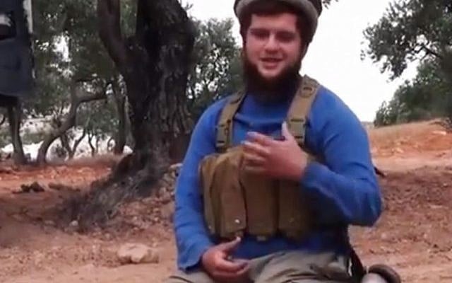 This undated frame grab from video provided by the Manara al-Bayda, the media arm of the al-Qaida-linked Nusra Front, on Friday, July 25, 2014, which has been verified and is consistent with other AP reporting, shows American suicide attacker Moner Mohammad Abu-Salha, who was known among rebels as Hurayra al-Amriki. Abu-Salha is the first American to carry out a suicide attack in Syria's civil war. (photo credit: AP/Manara al-Bayda) This undated frame grab from video provided by the Manara al-Bayda, the media arm of the al-Qaida-linked Nusra Front, on Friday, July 25, 2014, which has been verified and is consistent with other AP reporting, shows American suicide attacker Moner Mohammad Abu-Salha, who was known among rebels as Hurayra al-Amriki. Abu-Salha is the first American to carry out a suicide attack in Syria's civil war. (photo credit: AP/Manara al-Bayda)