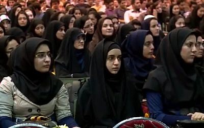 Illustrative: Students of Tehran's Sharif University of Technology (photo credit: YouTube screenshot)