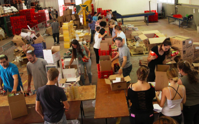 Packing care packages for soldiers, and the needy down in the south at Leket (Courtesy Leket Israel)