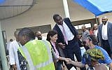 Innovation Africa's founder and president Sivan Ya'ari and NBA all star Dikembe Mutombo visit Biamba Marie Mutombo Hospital in Kinshasa. (Courtesy)