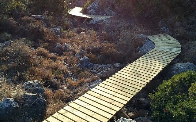 A bridge built by Bible Bike in Nahal Kana (photo credit: Facebook/ Bible Bike) A bridge built by Bible Bike in Nahal Kana (photo credit: Facebook/ Bible Bike)