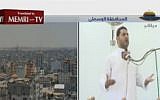A sermon by a Gaza imam calls for the extermination of the Jews (Photo credit: Youtube screen capture)