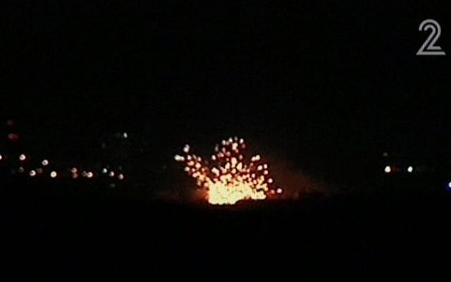 Illustrative image of an Israeli shell exploding in Gaza on Thursday, July 17, 2014. (Screen capture: Channel 2) Illustrative image of an Israeli shell exploding in Gaza on Thursday, July 17, 2014. (Screen capture: Channel 2)