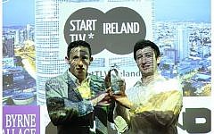 Two Irish entrepreneurs make a pitch at an event held last week in Dublin by the Ireland-Israel Business Network (Photo credit Courtesy)