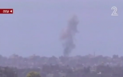 IDF firing upon targets in the Gaza Strip. (Screen capture: Channel 2)