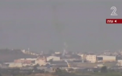IDF firing upon targets in the Gaza Strip. (Screen capture: Channel 2)