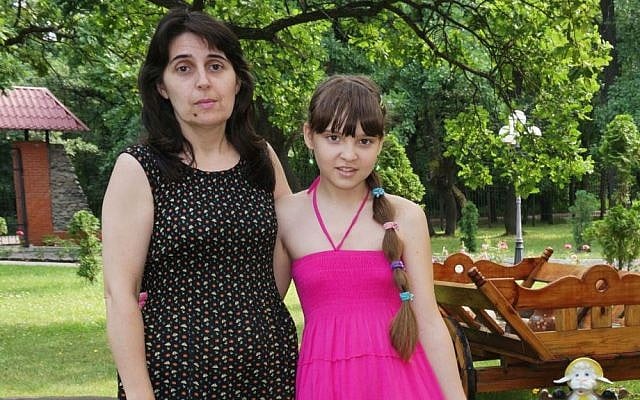 Elena Konigina, left, and her daughter Kseniya Konigina fled Lugansk, Ukraine in May and are now staying at a resort near Pavlohrad. (Cnaan Liphshiz/JTA)