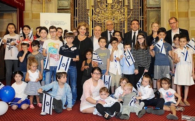 French Jewish children before their immigration to Israel participate in a farewell event in Paris along with Jewish Agency Chairman Natan Sharansky and Minister of Aliyah and Immigrant Absorption Sofa Landver, July 2014. (Photo credit: Erez Lichtfeld) French Jewish children before their immigration to Israel participate in a farewell event in Paris along with Jewish Agency Chairman Natan Sharansky and Minister of Aliyah and Immigrant Absorption Sofa Landver, July 2014. (Photo credit: Erez Lichtfeld)