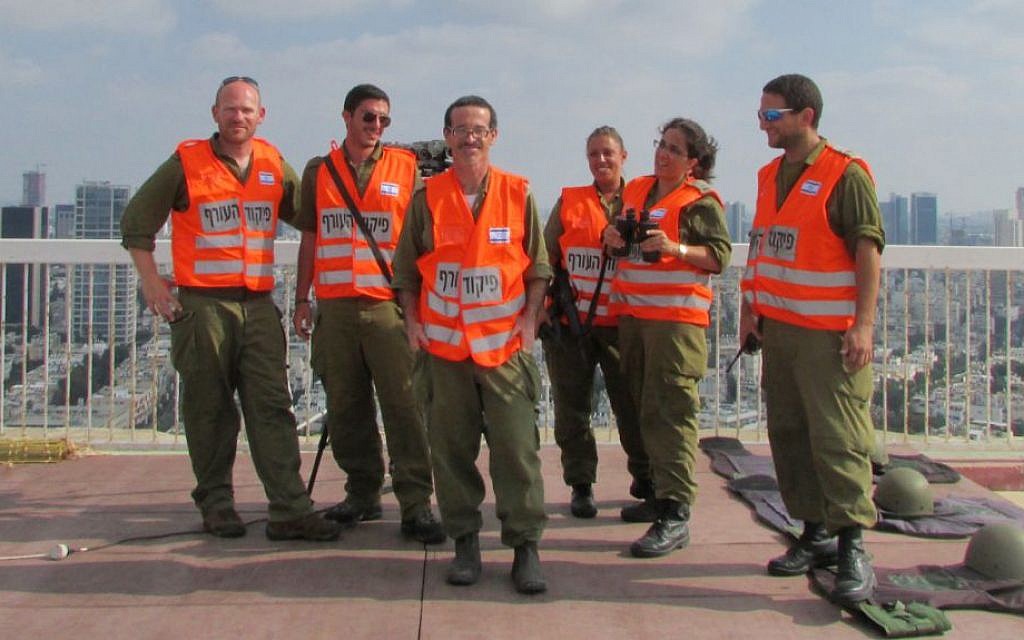 The Tel Aviv team on their rooftop. (photo credit: Debra Kamin/Times of Israel) The Tel Aviv team on their rooftop. (photo credit: Debra Kamin/Times of Israel)