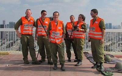 The Tel Aviv team on their rooftop. (photo credit: Debra Kamin/Times of Israel)