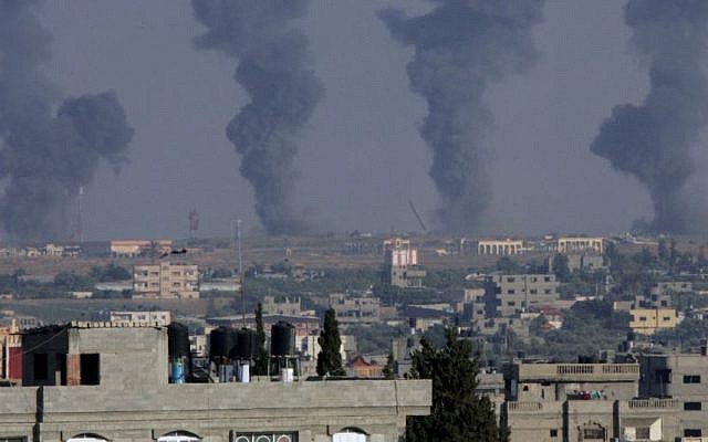 Black smoke rises following an Israeli air strike on the Gaza International Airport in Rafah, southern Gaza, on July 7, 2014. Photo: Abed Rahim Khatib/Flash90