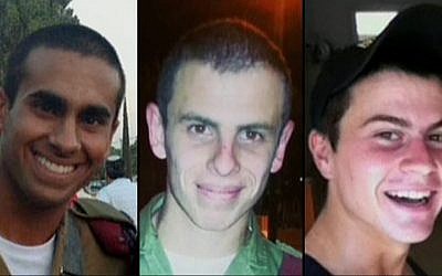 From left to right: Lieutenant Paz Elyahu, 22, Staff Sergeant Shahar Dauber, 20, Staff Sergeant Li Mat, 19, who were killed in Gaza on Wednesday, June 23, 2014