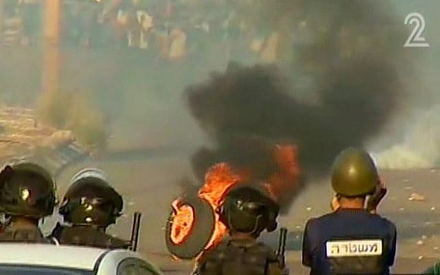 Clashes in Tamra Sunday. (Screen capture: Channel 2) Clashes in Tamra Sunday. (Screen capture: Channel 2)